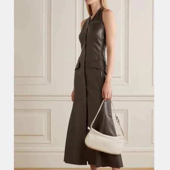 Nanushka Dresses | Nanushka Brown Faux Leather Halter Dress Size Medium | Color: Brown | Size: M | Bridgettelewin's Closet
